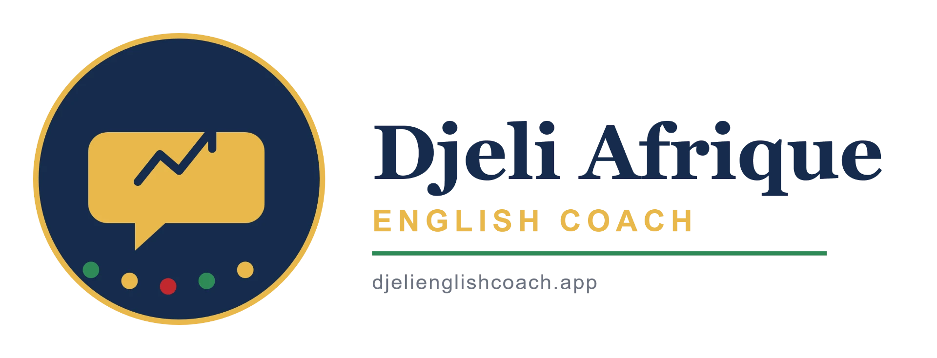 Logo Djeli Afrique English Coach : bulle de dialogue dorée avec une courbe de progression